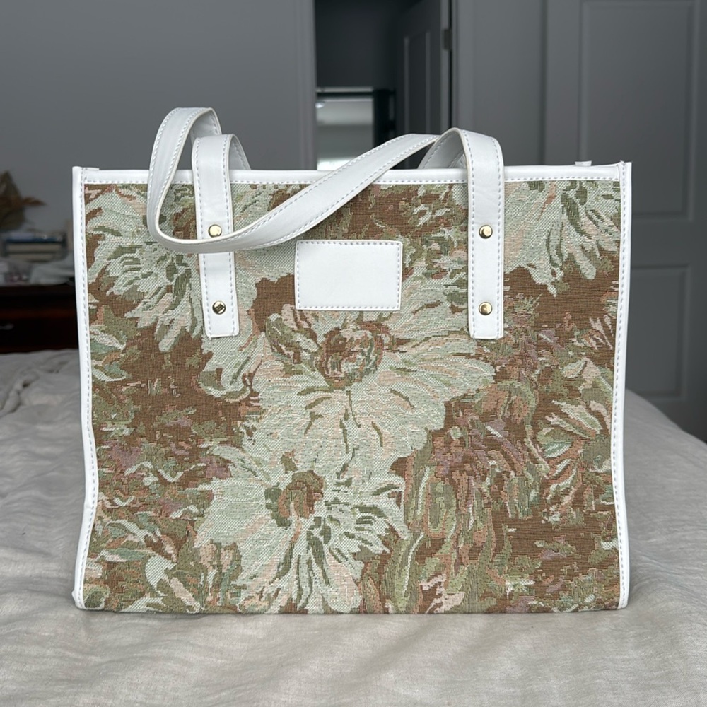 NWOT Floral Upholstery Tote Bag